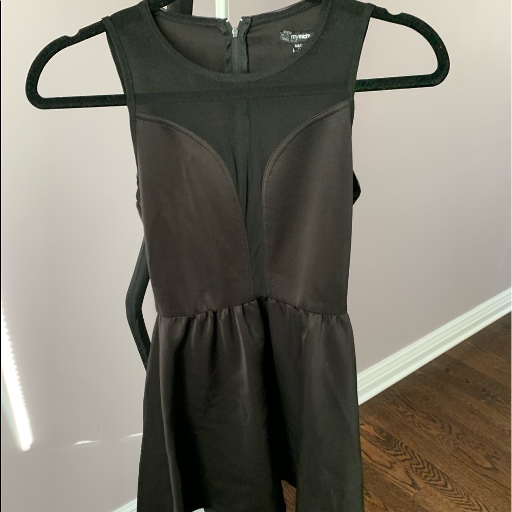 Black sheer top peplum dress